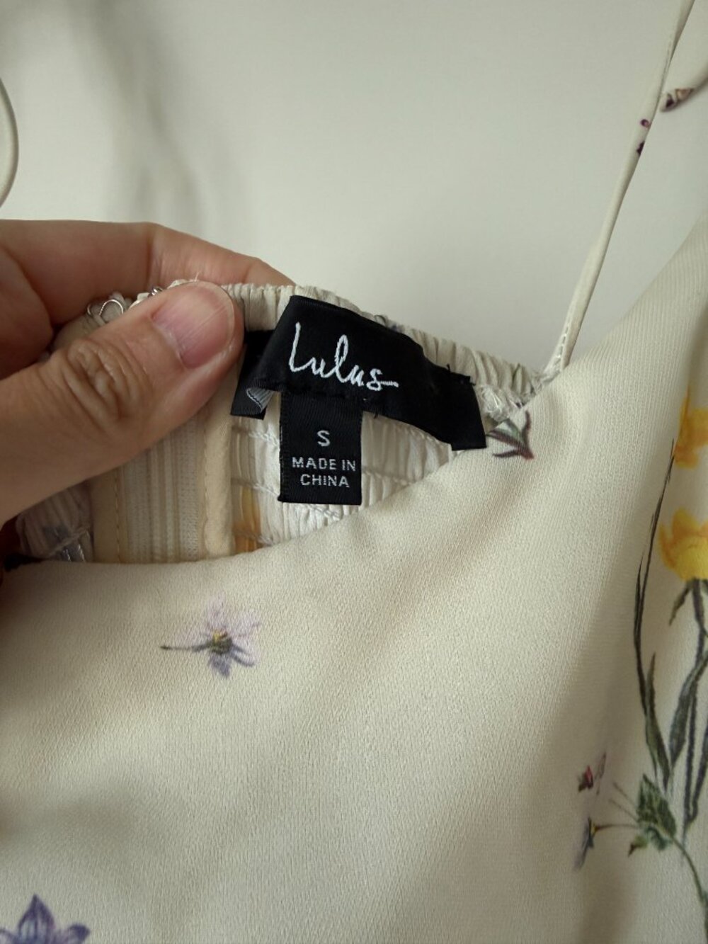 Lulus Women's Started With A Kiss Beige Floral Print Tie-strap Tiered Dress S - Picture 5 of 8